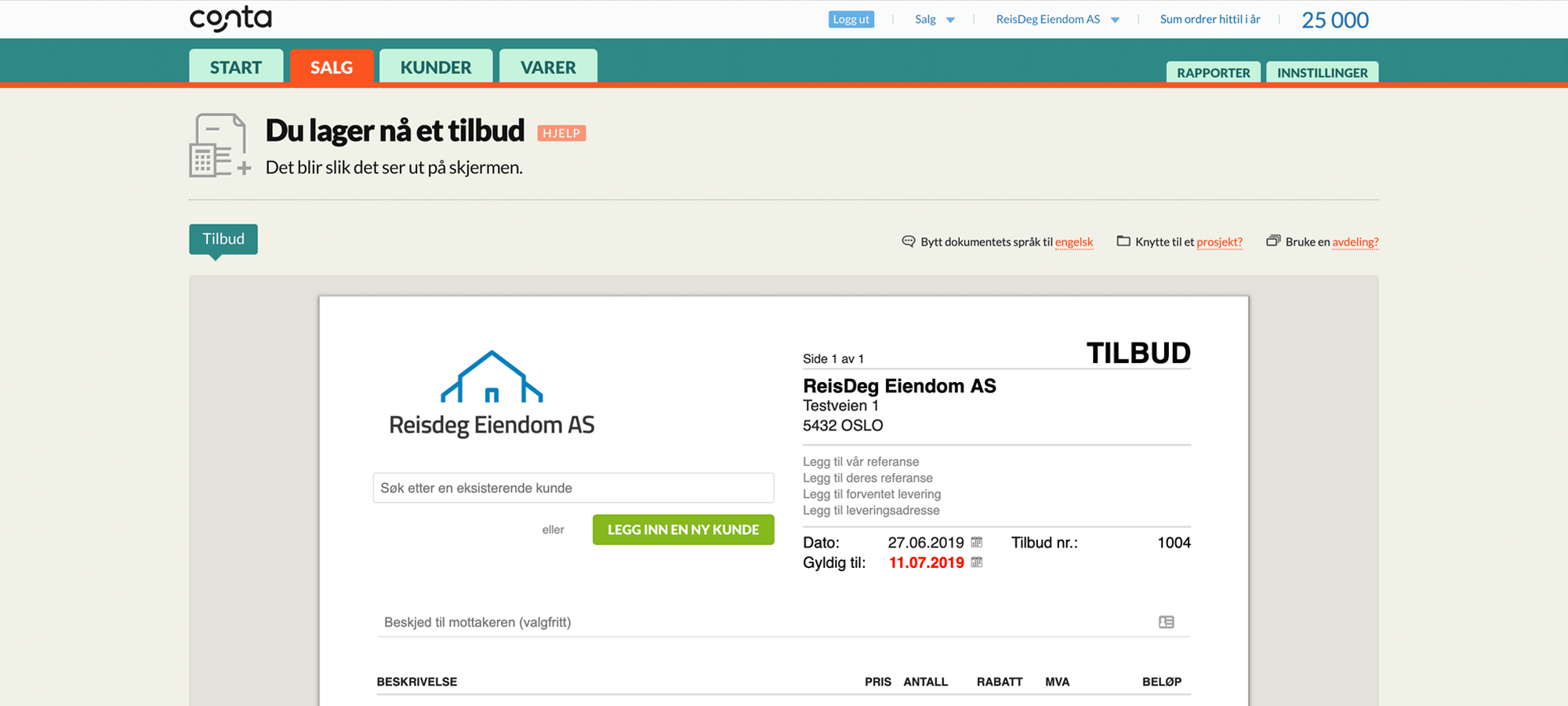 Tilbud laget i Conta
