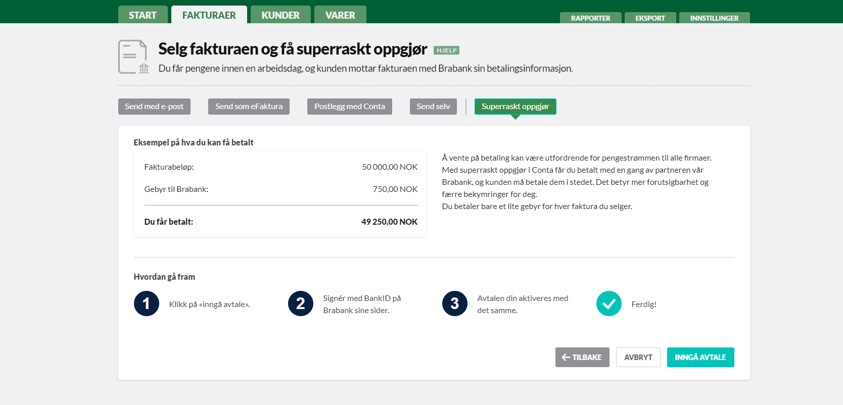 fakturasalg i conta